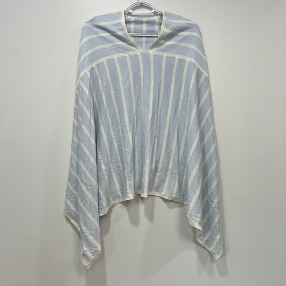 J. McLaughlin Sweaters - J Mclaughlin Betsy Stripe Poncho‎ ONE SIZE NWT $188 Shaw Hood Loose Blue White